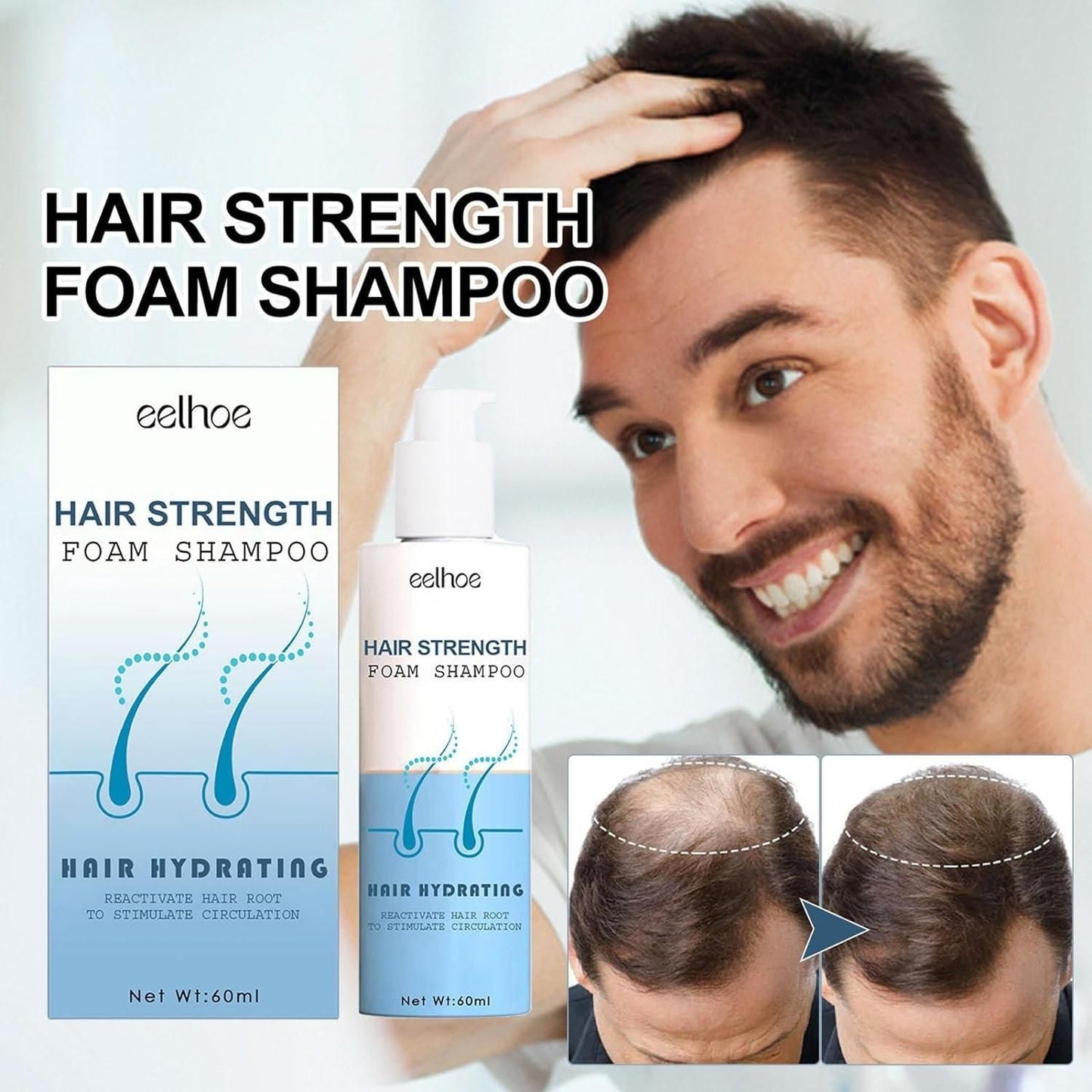 Hair Strength Hair Strength Foam Shampoo, Moisturizing Hair And Scalp 60 Ml